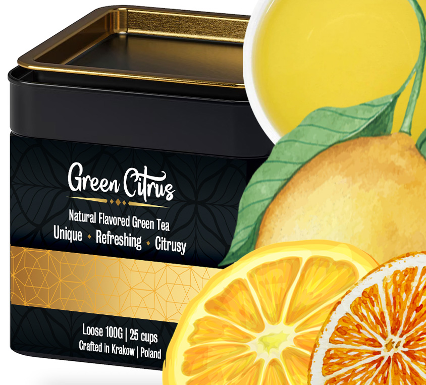 Green Earl Grey Leo Tea – elegancka puszka z zieloną herbatą cytrusową